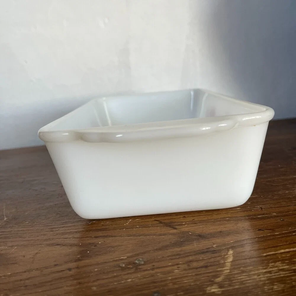 VTG Fire King Primrose Milk Glass Bread Loaf Pan 409 Baking Dish 1 Qt Floral USA
